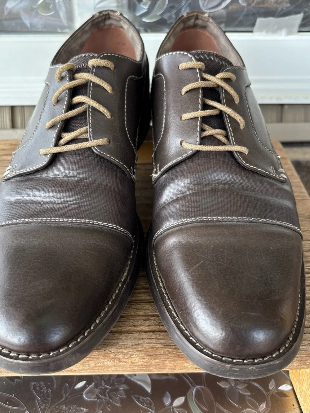 Original Penguin Men's Dark Brown Leather Lace-Up Oxfords Sz 11
